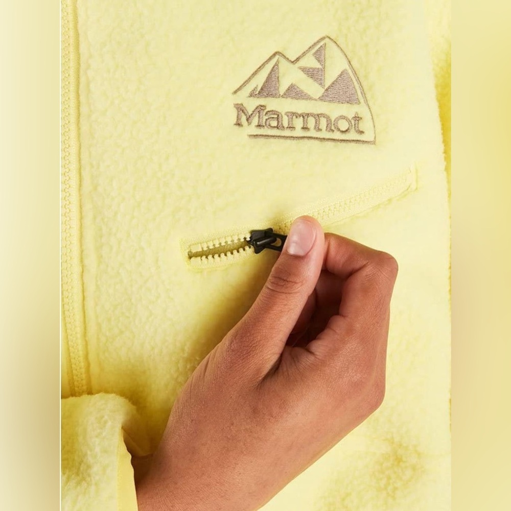 NWOT Marmot ‘94 E.C.O. Recycled Fleece Pullover, Bright Yellow, Size XL - Picture 4 of 10